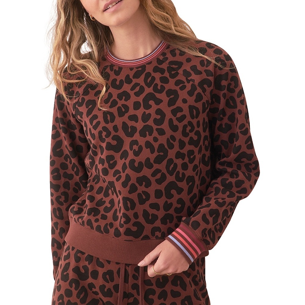 Marine Layer Anytime Leopard Print Sweatshirt Crewneck Size Small Cotton